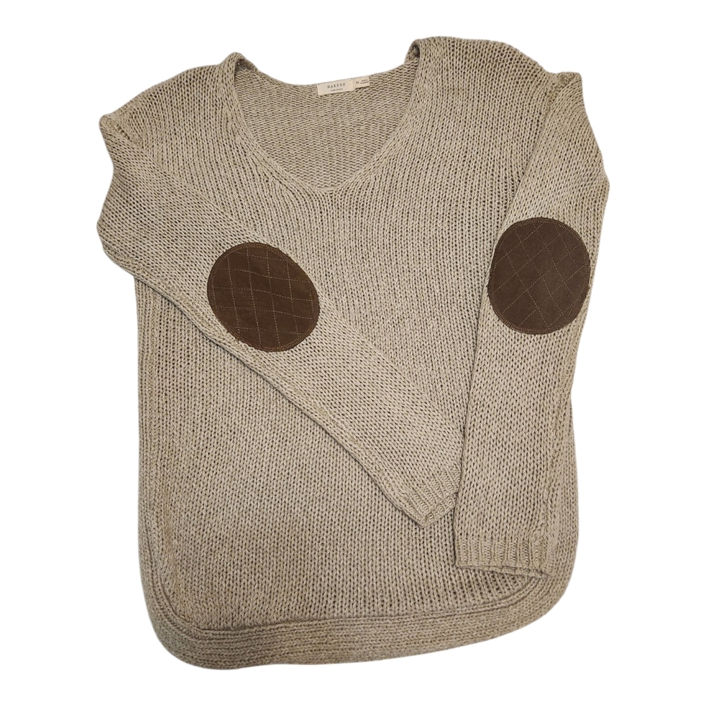 Harper Heritage Beige Sweater with Elbow Patches
